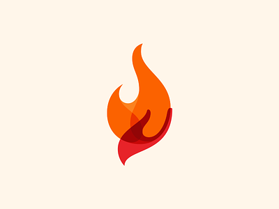 Fire exploration branding finger fire flame hand hand of fire logo logomark orange overlap red smooth