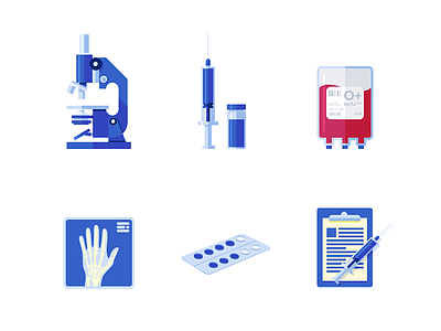The Medify Illustrations blister blood bones flask hand hospital medicine microscope needle science syringe x-ray