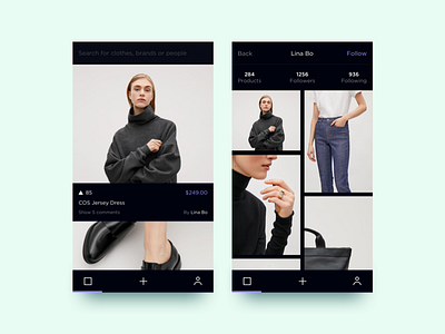 Fashion Feedback App dark design fashion feedback interface ios minimal product shopping simple social ui