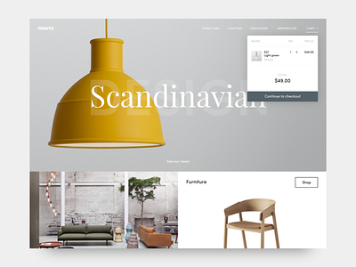 Muuto Landing page clean furniture interface landing lighting minimal muuto product simple ui web