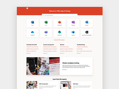 Office support landing page redesign