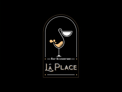 Logo design - Bar de la place bar black white logo pelican restaurant visual identity