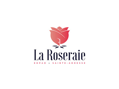 La Roseraie design door logo pink rosebud visual identity