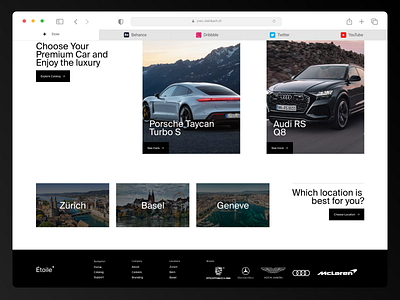Étoile - Premium Car Rental Service black white car car rental minimal modern rental ui webdesign