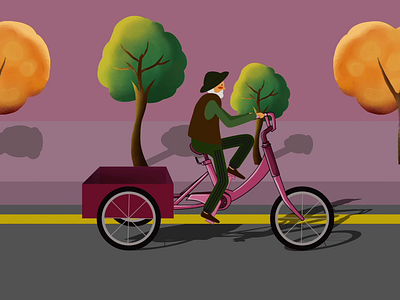 Grandpa on a tricycle aftereffects animation design flat grandpa illustration old oldman ui uidesign visual visual design