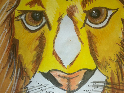 Leo Lion Colour pencil water colour