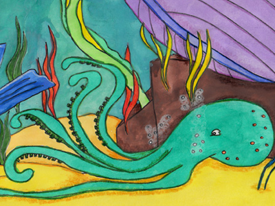 Under the Sea Scene (colour) children illustration sea under