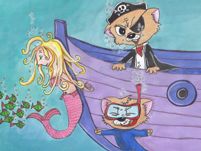 Wusky Discovers Sea Rogue mermaid pirates ship sunken under sea water