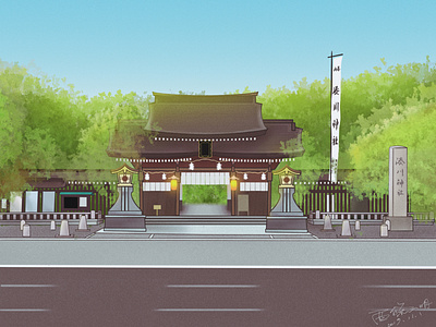 Minatogawa Shrine illustration procreate みなとがわじんじゃ 凑川神社