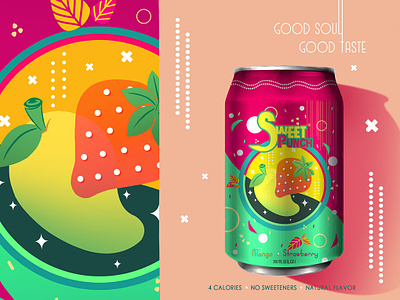 Sweet Punch - Mango Strawberry branding package design vector