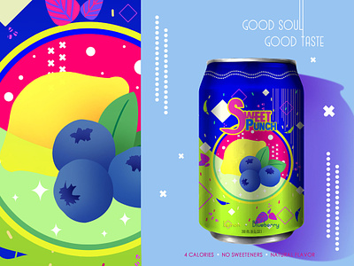 Sweet Punch - Lemon Blueberry branding design design art drawing package design vector