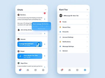 Bullet Message app bubble cards chats icon kant tse message profile voice