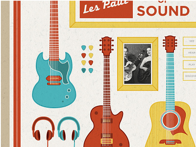House of Sound blue color cropped guitar illustration les paul poster red sound yellow