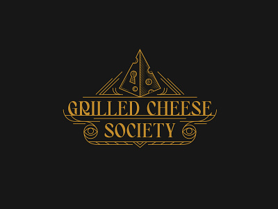 Secret Society of Grilled Cheese 1920s cheese illuminati linework logo logo design vector vector illustration