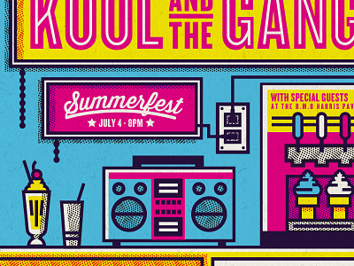 Kool and the Gang Gig Poster candy color gig poster happy illustration neon summer sweet vector