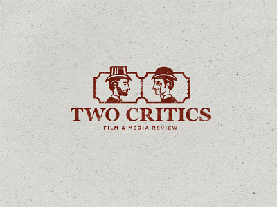 Two Critics Logo beard film hat illustration logo mark media monocle print stamp vector vintage