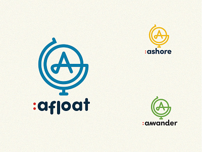 afloat a app brand colors globe illustration line logo mark milwaukee travel world