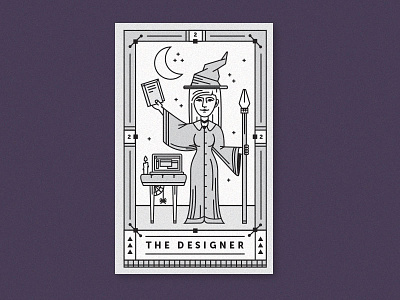 The Designer brand illustration magic milwaukee moon pen tool purple tarot vector witch wizard woman