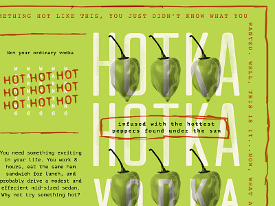 Feelin' Hot Hot Hot brand custom hand drawn liquor logo packaging pepper typography vodka