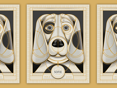 Golden Doggo animal circle dog geometric gold illustration milwaukee pet poster vector