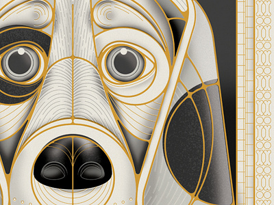 Golden Doggo Glamour Shot by Deb animal circle dog geometric gold illustration milwaukee pet poster vector