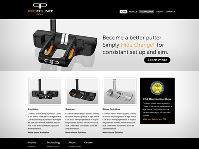 Profound black and white corporate golf orange website