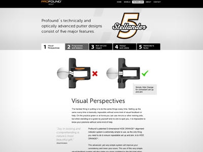 Profound2 black and white corporate golf orange website