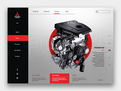 Mitsubishi Parts Car Concept call to action cars clean clean ui concept design interface landing motors ui uidesign user interaction user interface ux uxui web design white
