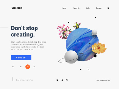 Artist Landing Page Concept abstract abstract art abstraction composition creative editorial illustration illustration interface interface design landing landing design page design surreal art surrealism ui website