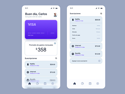 Subscription Manager Concept cards manager mobile concept ui wallet