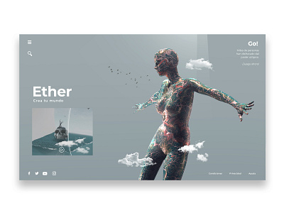 Ether | Landing Page abstract clean ui game art game website games landing page landing page design landingpage minimal minimalism surreal surrealism ui ui design uidesign uiux use interface user user interface web