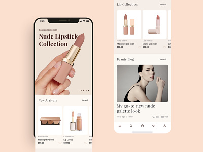 Makeup shopping app homepage UI design