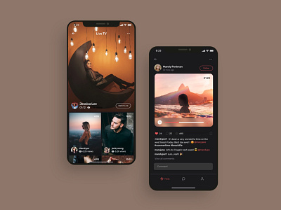 Social media app UI design adobe xd app design app designer app screens dark mode figma mobile mobile app mobile app ui design sketchapp social app social media ui ui design ui kit ui ux design 应用 应用界面 设计