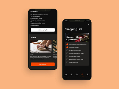 Recipe shopping screen list UI design adobe xd app design app designer figma food app food recipes mobile mobile app mobile app ui design recipes app sketchapp ui ui design ui kit ui ux design video app 应用 应用界面 设计