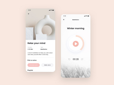 Meditation screen UI design adobe xd app design app designer figma fitness fitness app meditation app mobile mobile app mobile app ui design music player ui sketchapp ui ui design ui kit ui ux design 应用 应用界面 设计