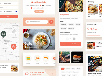 Food delivery app UI elements adobe xd app ui design app ui kit figma food app ui food delivery app food illustration foodie mobile app ui design restaurant app sketchapp ui design ui elements ui kit ui ux design 应用 应用界面 设计