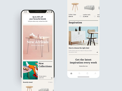 Furnitures App Homepage UI Design adobe xd ar augmented reality ecommerce figma furniture app mobile mobile app mobile app ui design shopping app sketchapp ui ui design ui kit ui ux design 应用 应用界面 设计