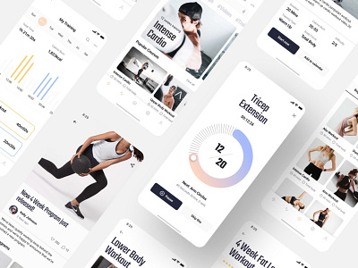 Fitness app screens UI design