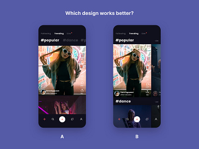 Which UI design is better for social media app?