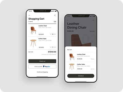 Shopping cart app UI design