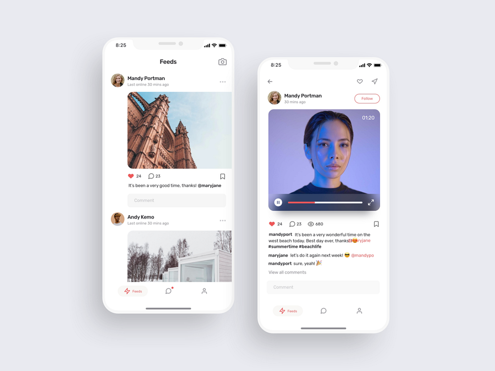 Social feeds UI design by Interface Market on Dribbble