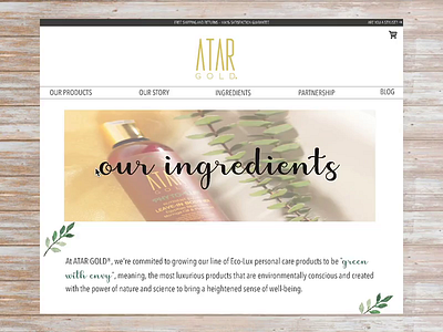 Beauty Product Ingredients Page animation beauty dailyui design ecofriendly gold ingredient ingredients logo natural naturalcolors sketch uichallenge uielements web webdesign