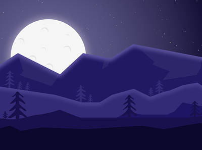 Full Moon in the Mountains camping dark dark mode fullmoon illustration illustration design landscape mountains outdoors scenery