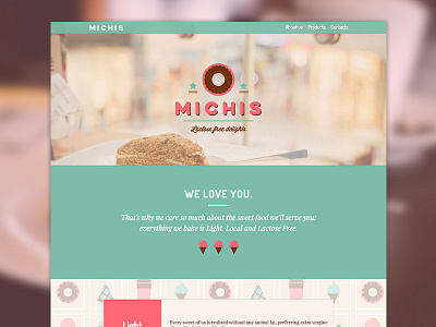 Michis - Website design flat minimal one page pastry shop ui web webdesign website