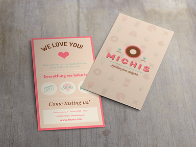 Michis - Business Card business business card card design donut illustration lactose michis minimal pastry shop
