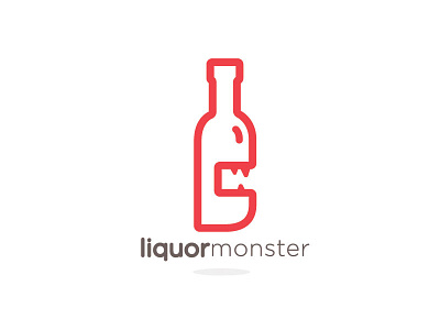 Liquor monster! fun liquor liquor store logo minimal monster red