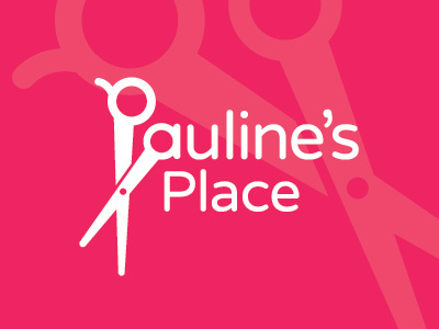 Paulines Place Salon brand branding hair salon logo logo design pink scissors