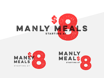 Manly Meals distressed grunge manly meals menu item type type lockup typography