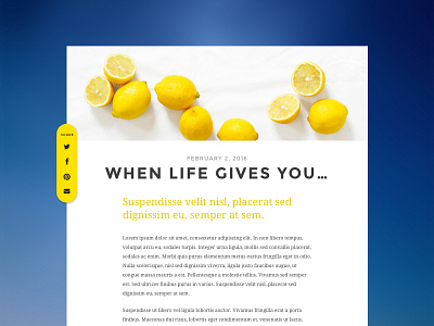 Social Share blog post sharing daily100 dailyui dailyui100 lemons social share social sharing yellow