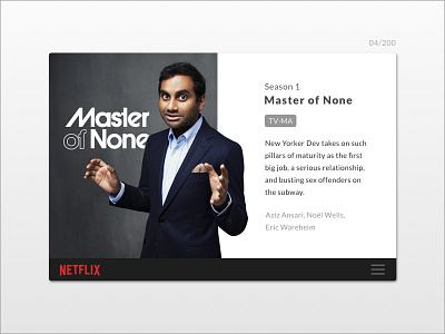 TV App 025 daily100 dailyui dailyui100 master of none movie app netflix television tv tv app tv screen